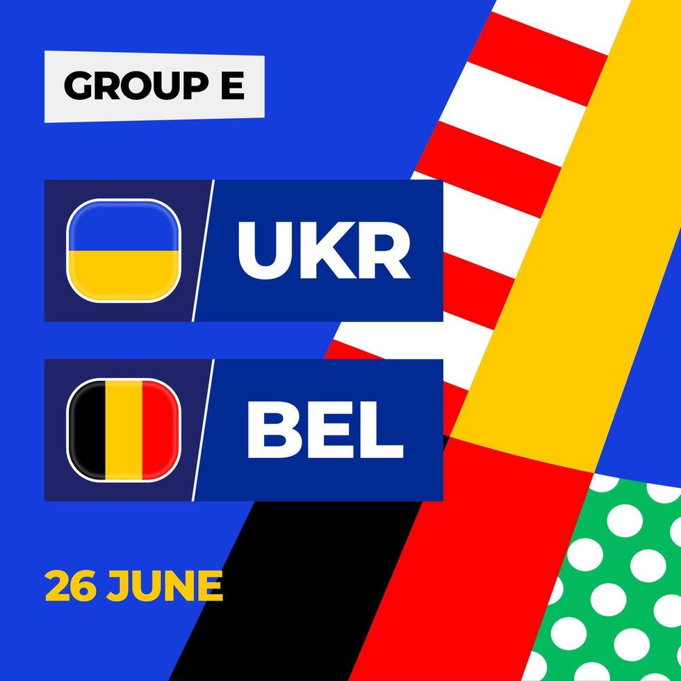 ukraina mot belgien fotboll 2024 match mot. 2024 grupp skede mästerskap match mot lag intro sport bakgrund, mästerskap konkurrens vektor