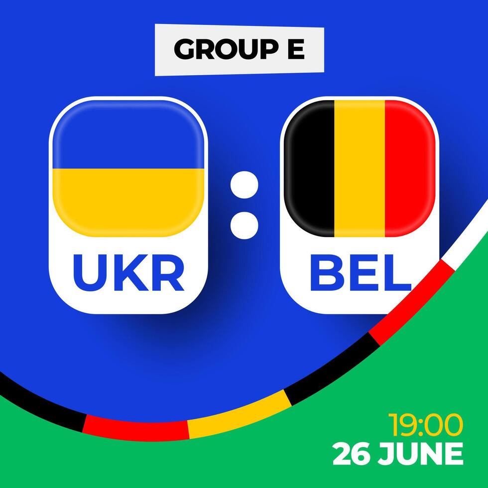 Ukraine vs. Belgien Fußball 2024 Spiel gegen. 2024 Gruppe Bühne Meisterschaft Spiel gegen Teams Intro Sport Hintergrund, Meisterschaft Wettbewerb vektor