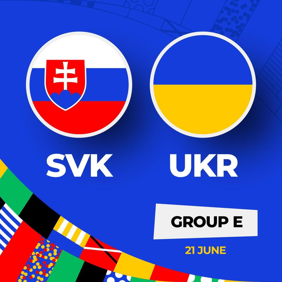 Slowakei vs. Ukraine Fußball 2024 Spiel gegen. 2024 Gruppe Bühne Meisterschaft Spiel gegen Teams Intro Sport Hintergrund, Meisterschaft Wettbewerb vektor