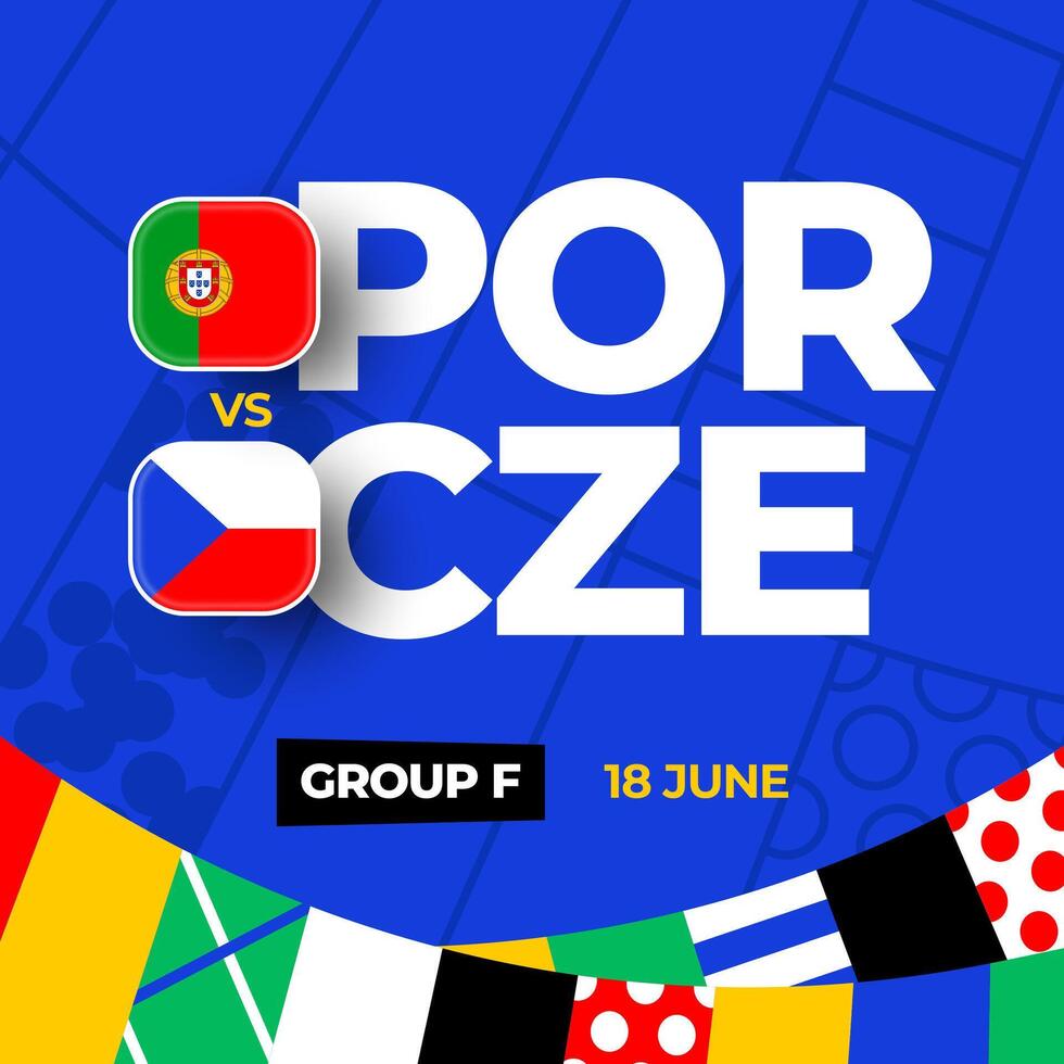Portugal vs. Tschechien Fußball 2024 Spiel gegen. 2024 Gruppe Bühne Meisterschaft Spiel gegen Teams Intro Sport Hintergrund, Meisterschaft Wettbewerb vektor