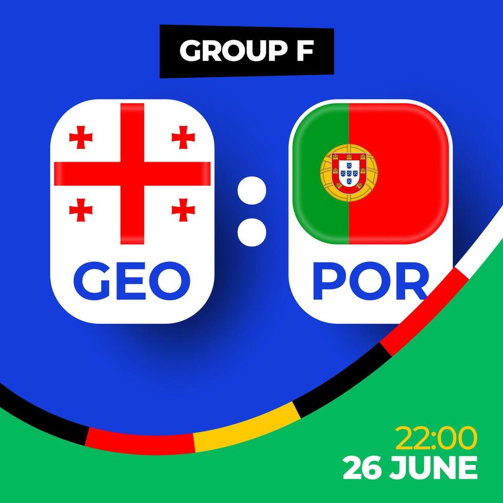 Georgia vs. Portugal Fußball 2024 Spiel gegen. 2024 Gruppe Bühne Meisterschaft Spiel gegen Teams Intro Sport Hintergrund, Meisterschaft Wettbewerb vektor