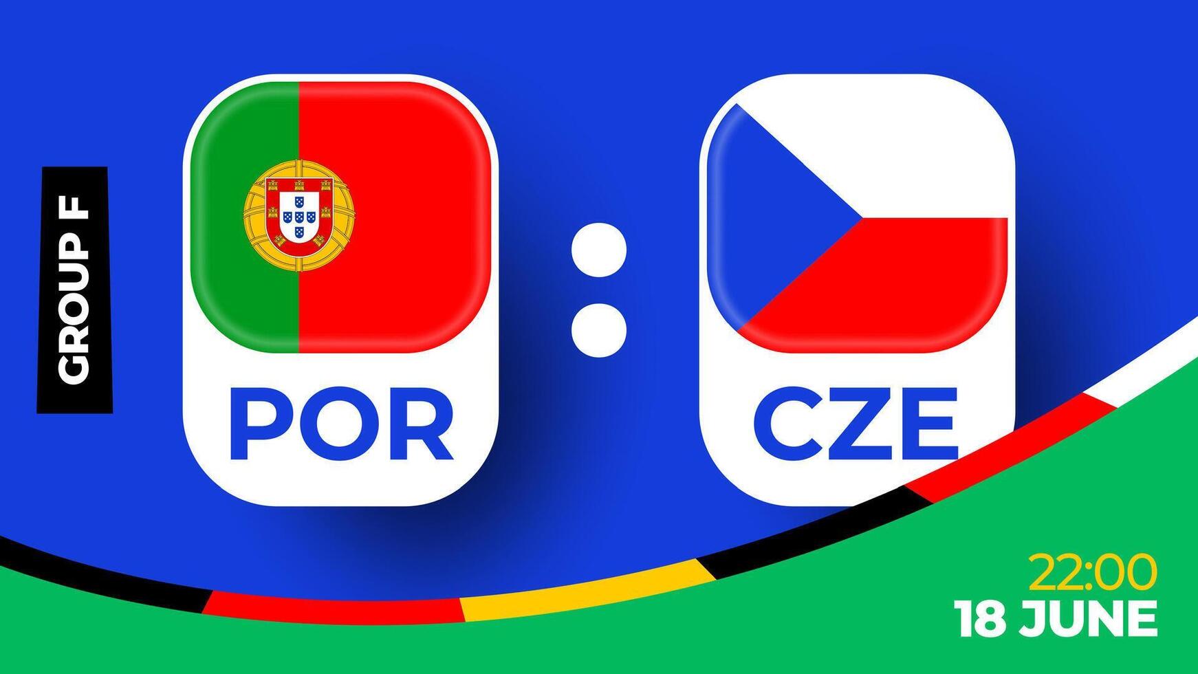 portugal mot czechia fotboll 2024 match mot. 2024 grupp skede mästerskap match mot lag intro sport bakgrund, mästerskap konkurrens vektor