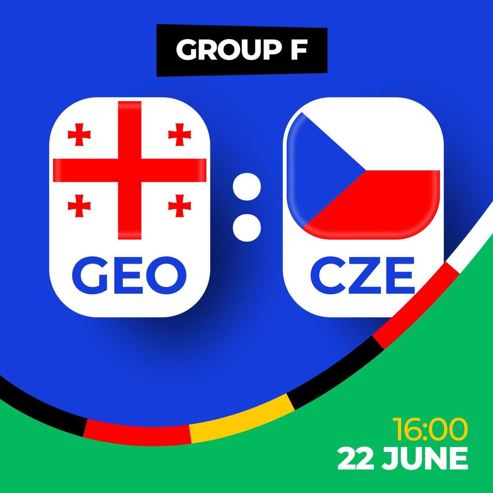 Georgia vs. Tschechien Fußball 2024 Spiel gegen. 2024 Gruppe Bühne Meisterschaft Spiel gegen Teams Intro Sport Hintergrund, Meisterschaft Wettbewerb vektor