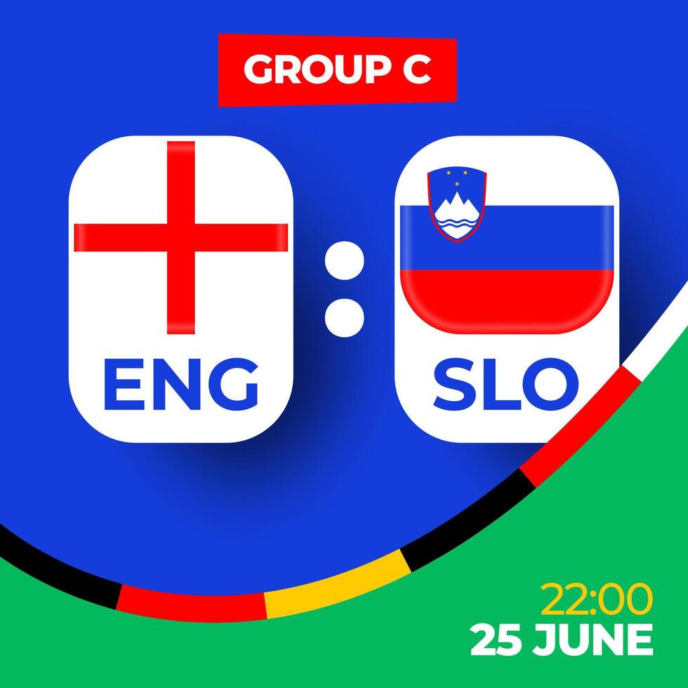 England vs. Slowenien Fußball 2024 Spiel gegen. 2024 Gruppe Bühne Meisterschaft Spiel gegen Teams Intro Sport Hintergrund, Meisterschaft Wettbewerb vektor