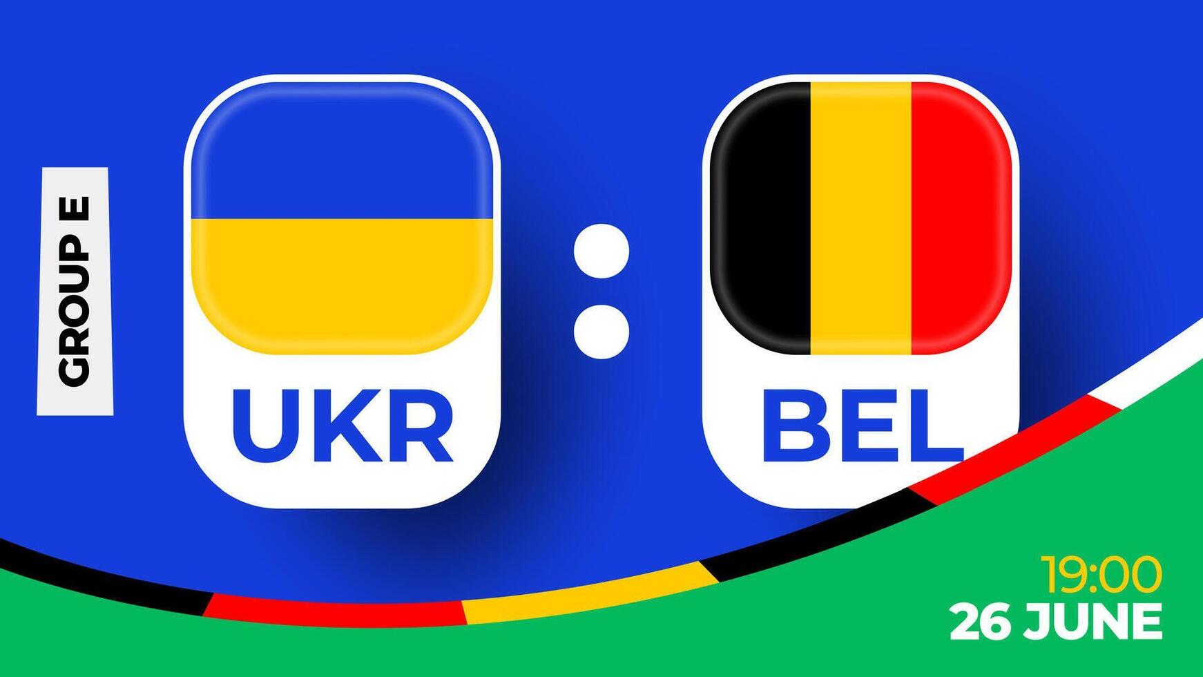 Ukraine vs. Belgien Fußball 2024 Spiel gegen. 2024 Gruppe Bühne Meisterschaft Spiel gegen Teams Intro Sport Hintergrund, Meisterschaft Wettbewerb vektor