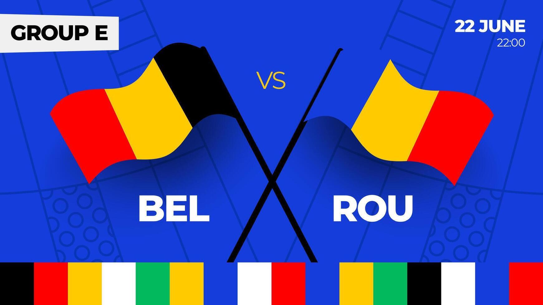 Belgien vs. Rumänien Fußball 2024 Spiel gegen. 2024 Gruppe Bühne Meisterschaft Spiel gegen Teams Intro Sport Hintergrund, Meisterschaft Wettbewerb vektor