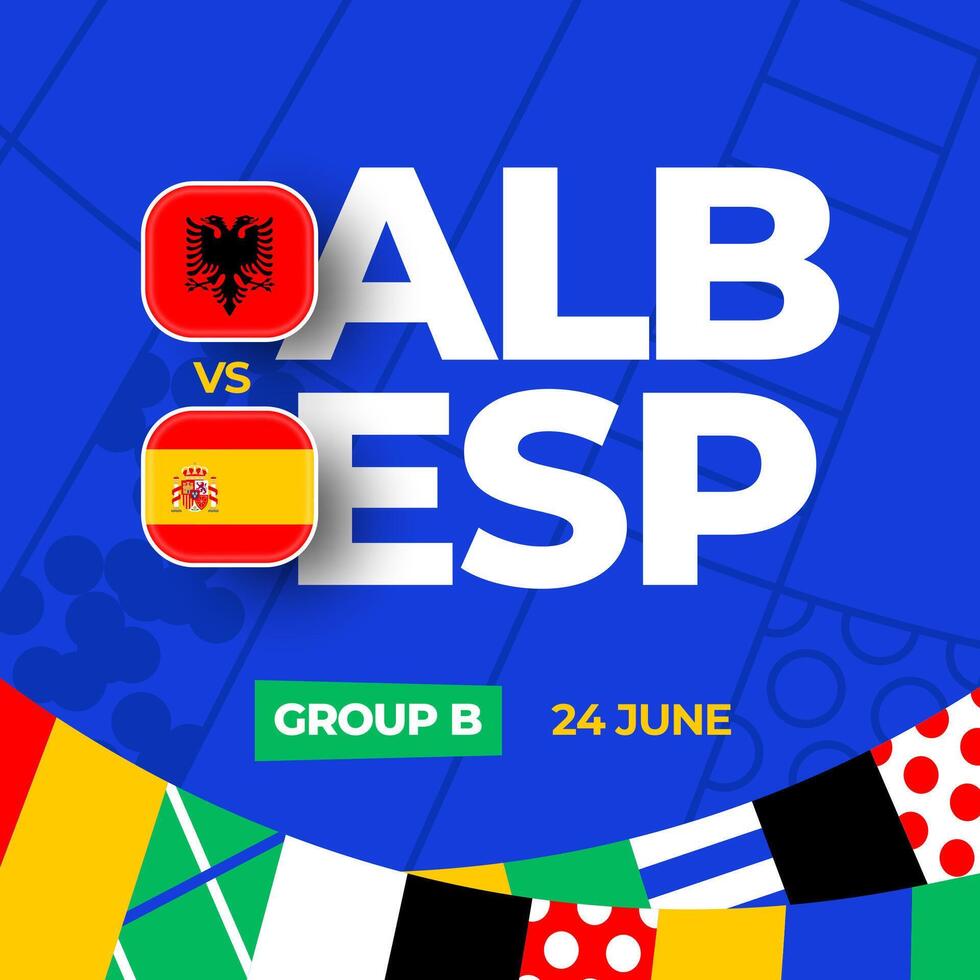 albania mot Spanien fotboll 2024 match mot. 2024 grupp skede mästerskap match mot lag intro sport bakgrund, mästerskap konkurrens vektor