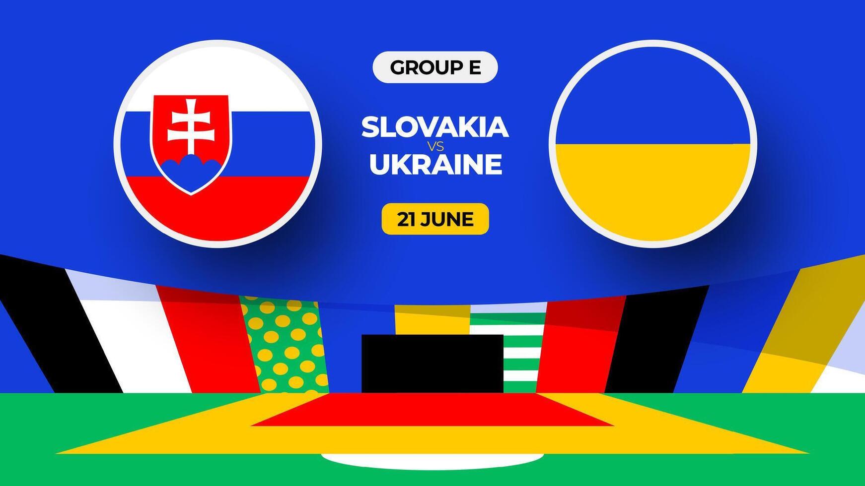 Slowakei vs. Ukraine Fußball 2024 Spiel gegen. 2024 Gruppe Bühne Meisterschaft Spiel gegen Teams Intro Sport Hintergrund, Meisterschaft Wettbewerb vektor