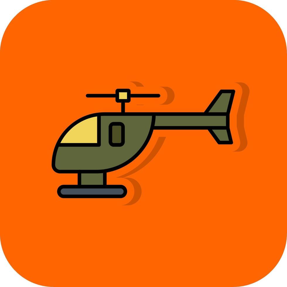 helikopter fylld orange bakgrund ikon vektor