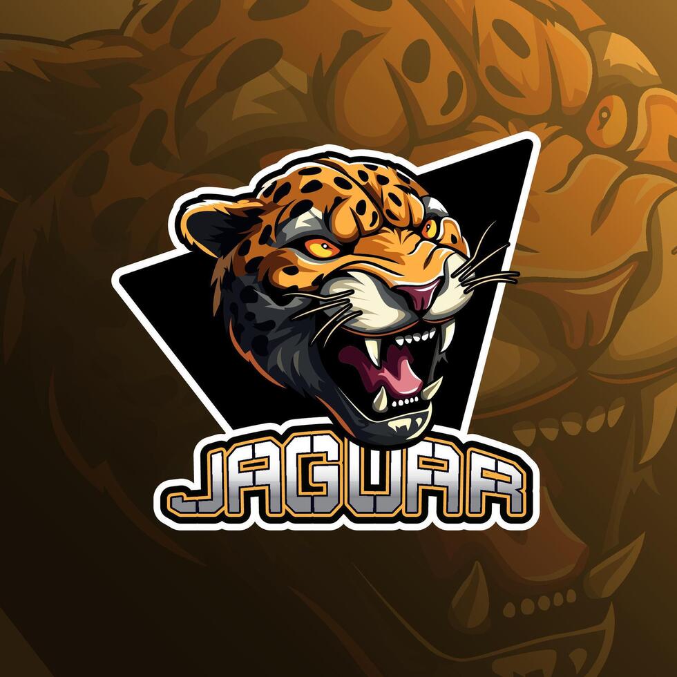 Jaguar Maskottchen Logo Design zum Abzeichen, Emblem, Esport und T-Shirt Drucken vektor