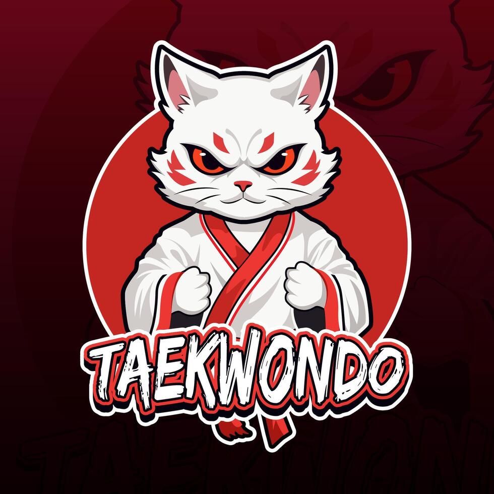 katt taekwondo maskot logotyp design vektor