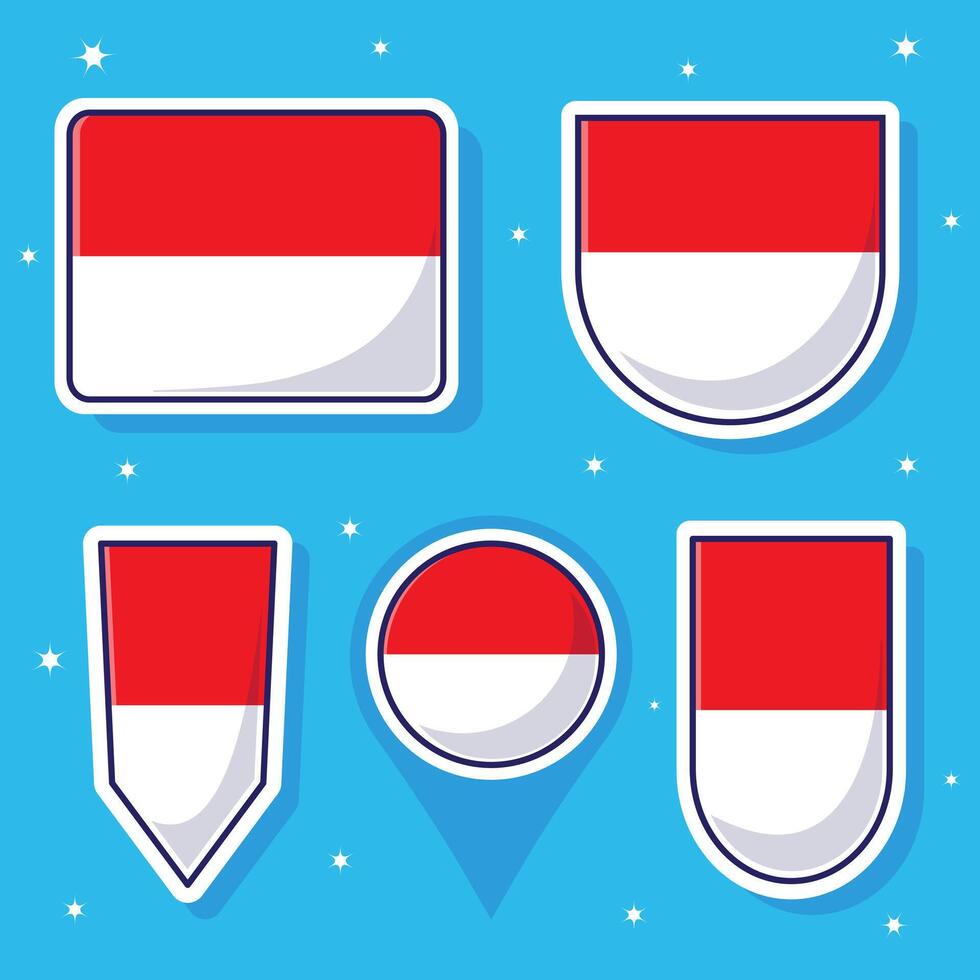 platt tecknad serie illustration av Monaco nationell flagga med många former inuti vektor