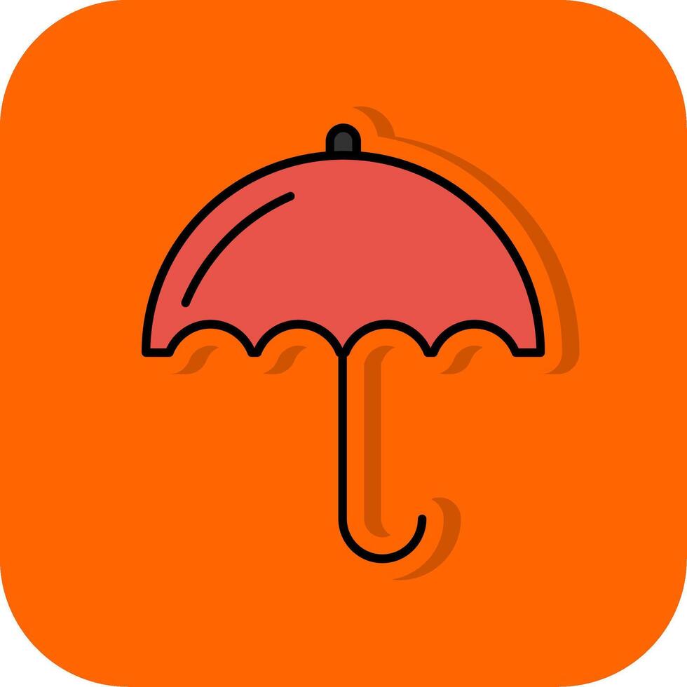 Regenschirm gefüllt Orange Hintergrund Symbol vektor