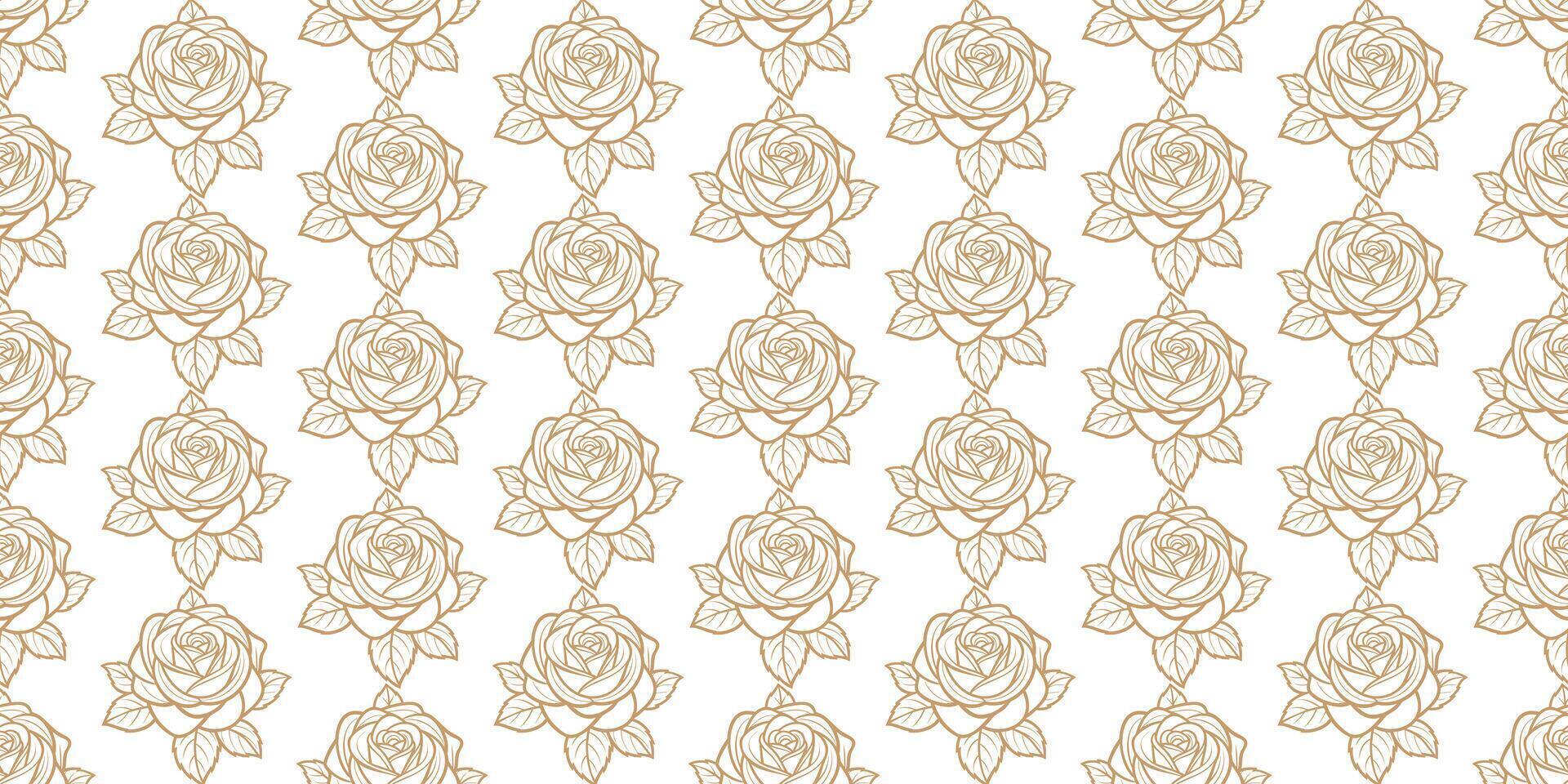 nahtlos Muster mit Hand gezeichnet Gold Rosen auf Weiß Hintergrund. nahtlos Muster mit Blumen. Illustration. vektor