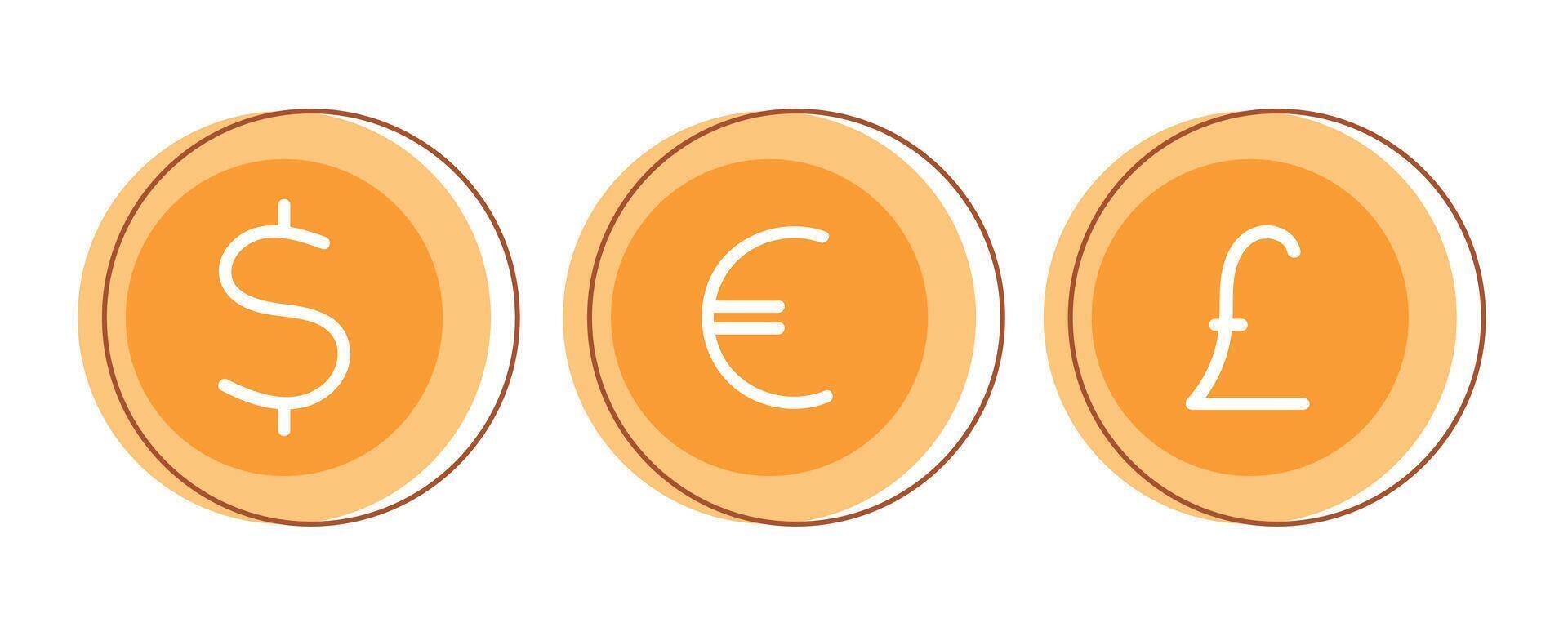 tre annorlunda typer av valuta visas vektor