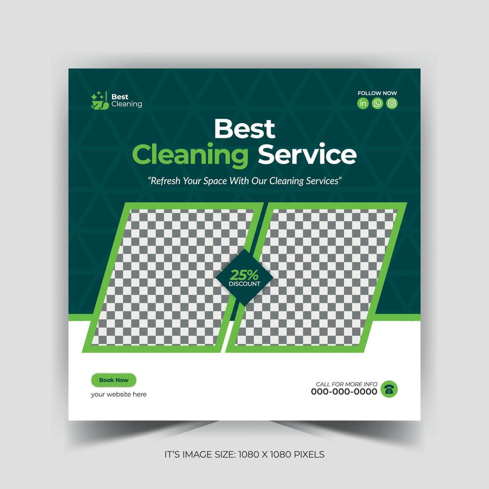 Platz Sozial Medien Post und online Banner Design Vorlage zum Reinigung Dienstleistungen vektor