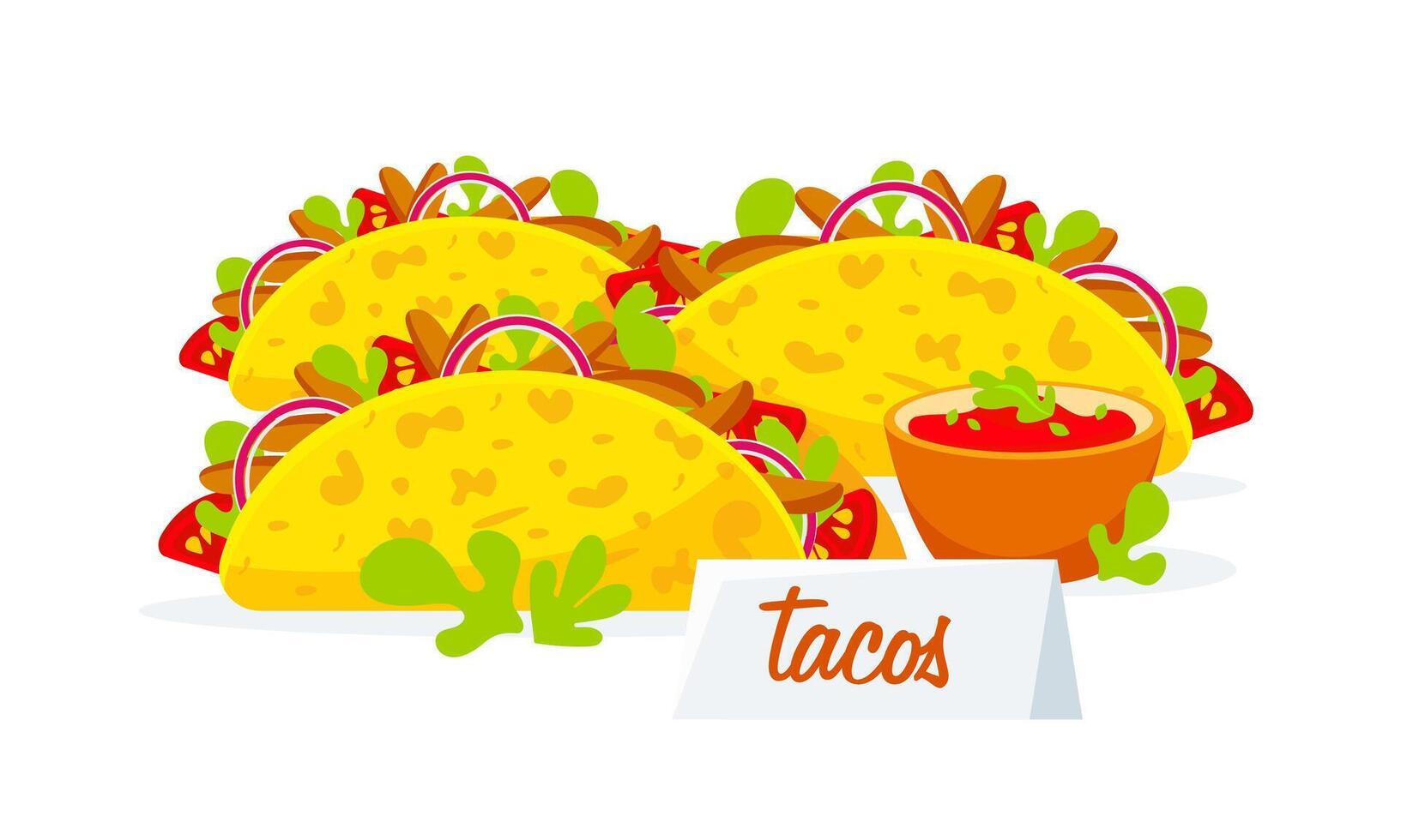 bild av mexikansk tacos och sås i tecknad serie stil. vektor