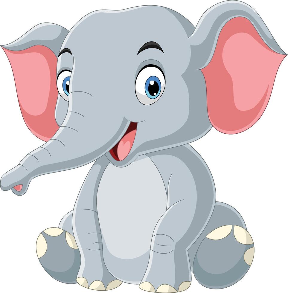 tecknad serie Lycklig bebis elefant Sammanträde vektor