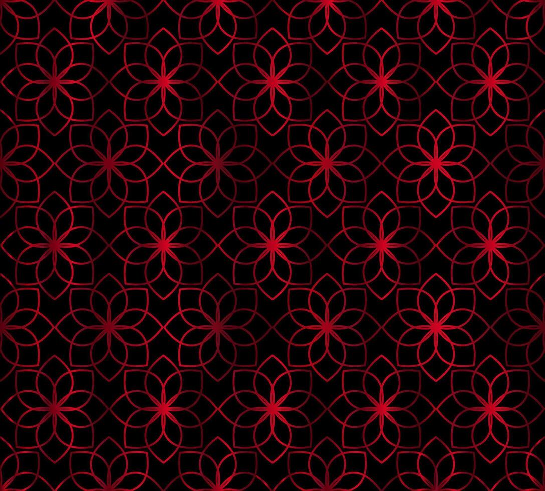 rot schwarz Blume Gliederung geometrisch nahtlos Muster vektor