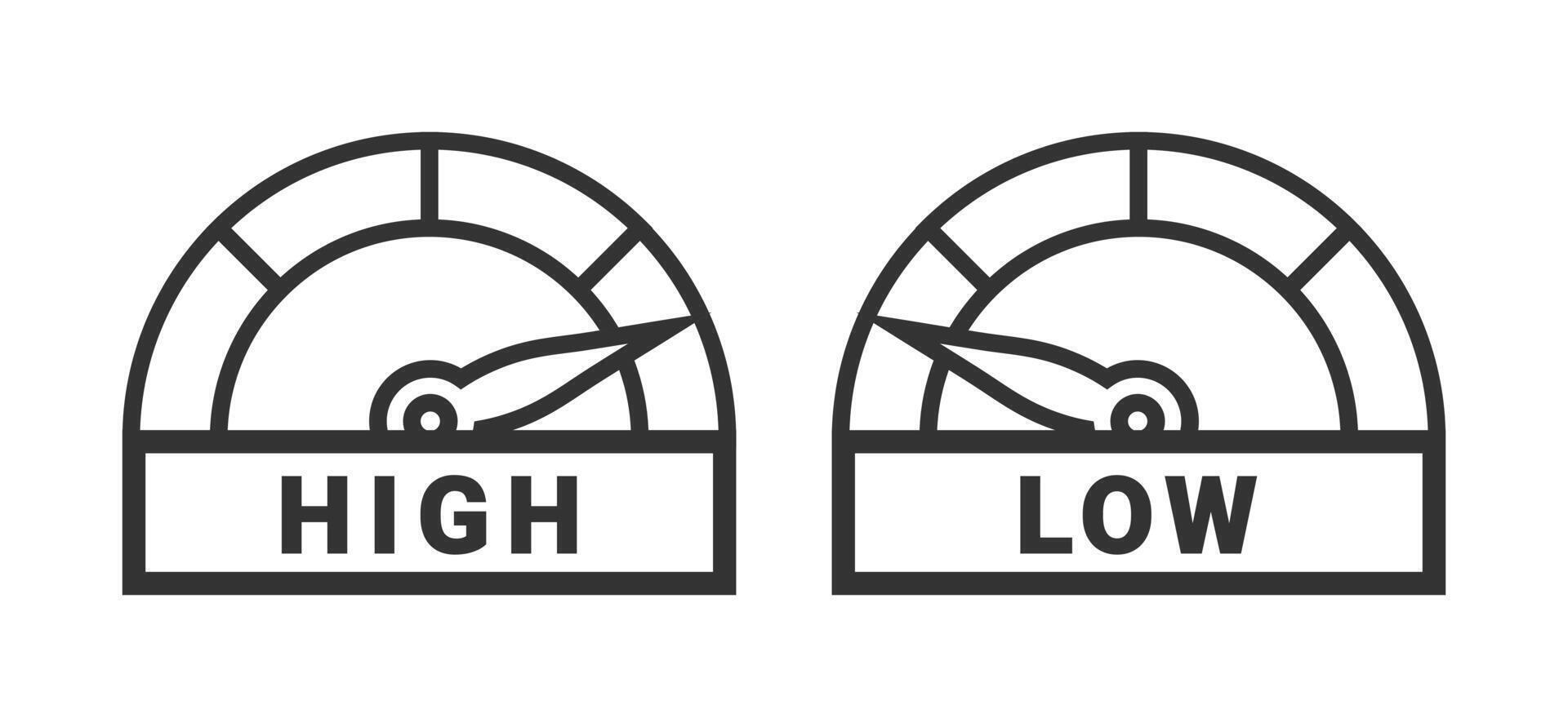 niedrig und hoch Spur Rahmen messen Tachometer Symbol isoliert vektor