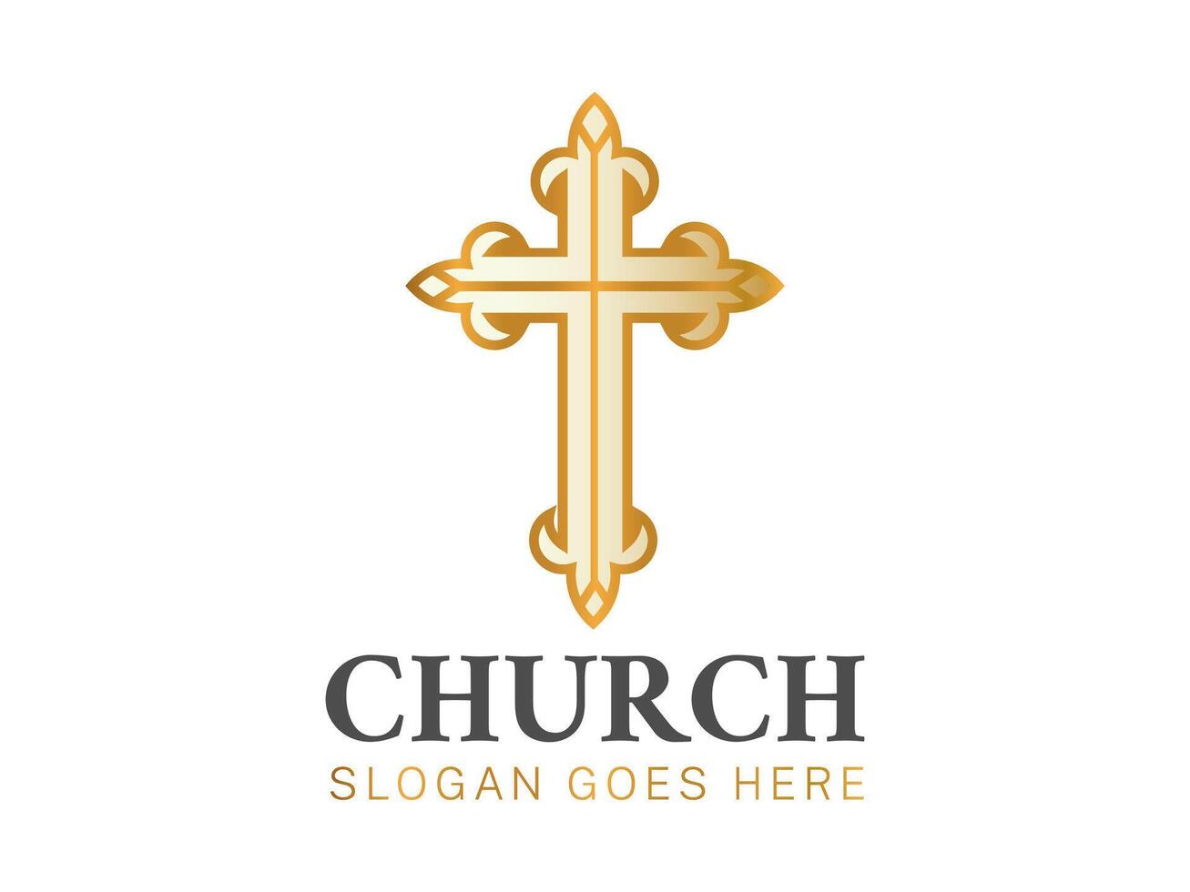 elegant kristen kyrka logotyp med korsa vektor