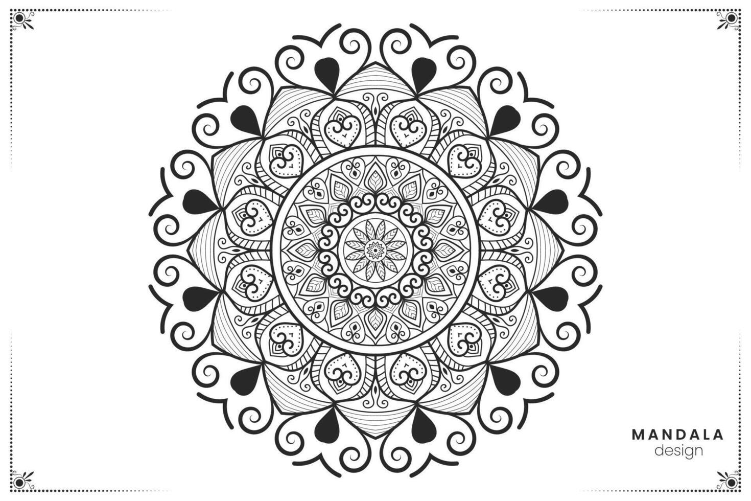 geometrisch Blumen- Mandala Design, aufwendig ethnisch orientalisch Stil im Format zum Färbung Buch, geeignet zum mehndi, Textilien, Plakate und Tätowierungen vektor