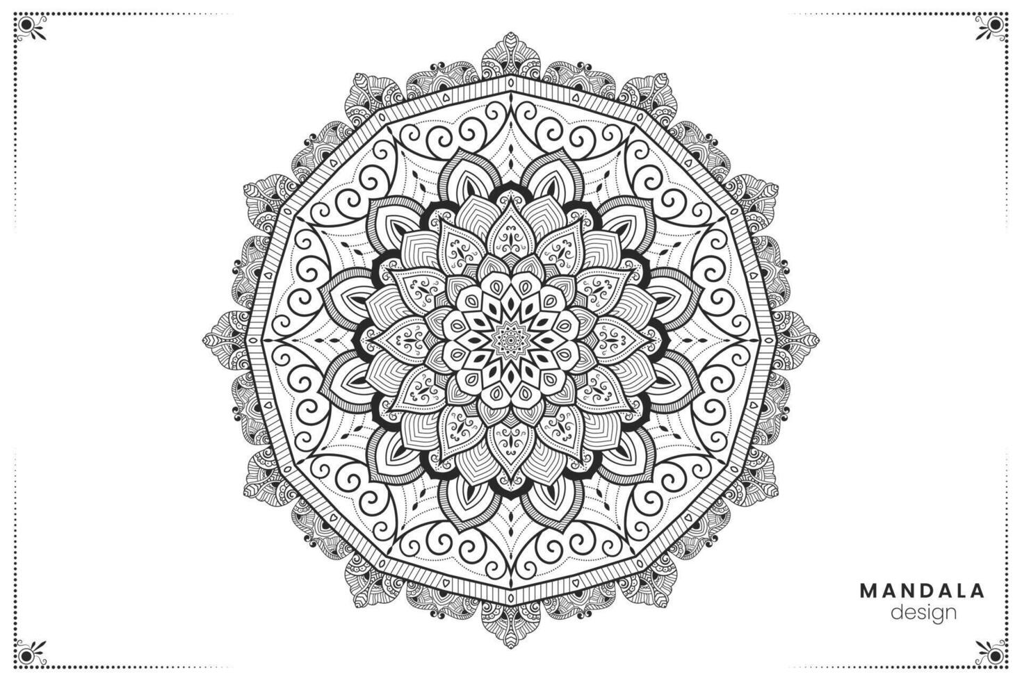 geometrisch Blumen- Mandala Design, aufwendig ethnisch orientalisch Stil im Format zum Färbung Buch, geeignet zum mehndi, Textilien, Plakate und Tätowierungen vektor