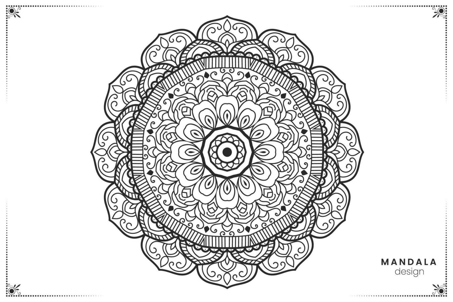 geometrisch Blumen- Mandala Design, aufwendig ethnisch orientalisch Stil im Format zum Färbung Buch, geeignet zum mehndi, Textilien, Plakate und Tätowierungen vektor