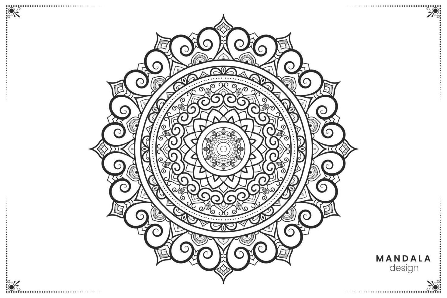 geometrisch Blumen- Mandala Design, aufwendig ethnisch orientalisch Stil im Format zum Färbung Buch, geeignet zum mehndi, Textilien, Plakate und Tätowierungen vektor