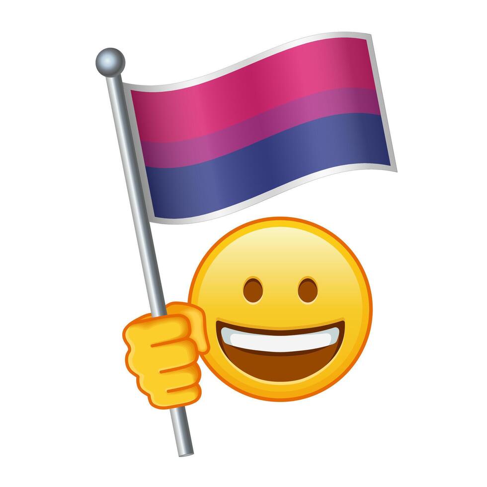 Emoji mit bisexuell Stolz Flagge groß Größe von Gelb Emoji Lächeln vektor
