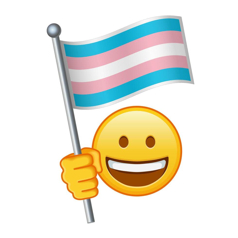 emoji med trans stolthet flagga stor storlek av gul emoji leende vektor