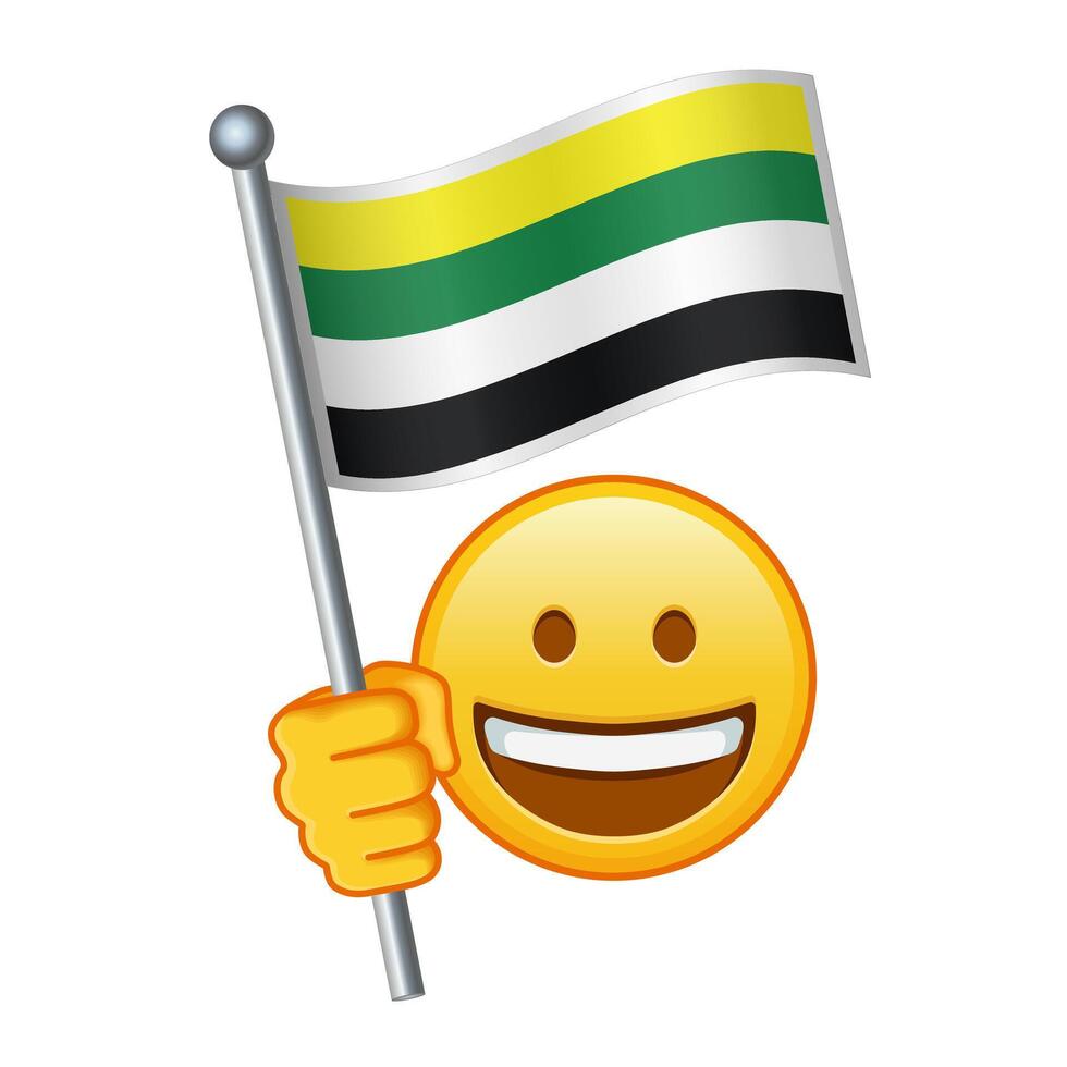 Emoji mit skoliosexuell Stolz Flagge groß Größe von Gelb Emoji Lächeln vektor