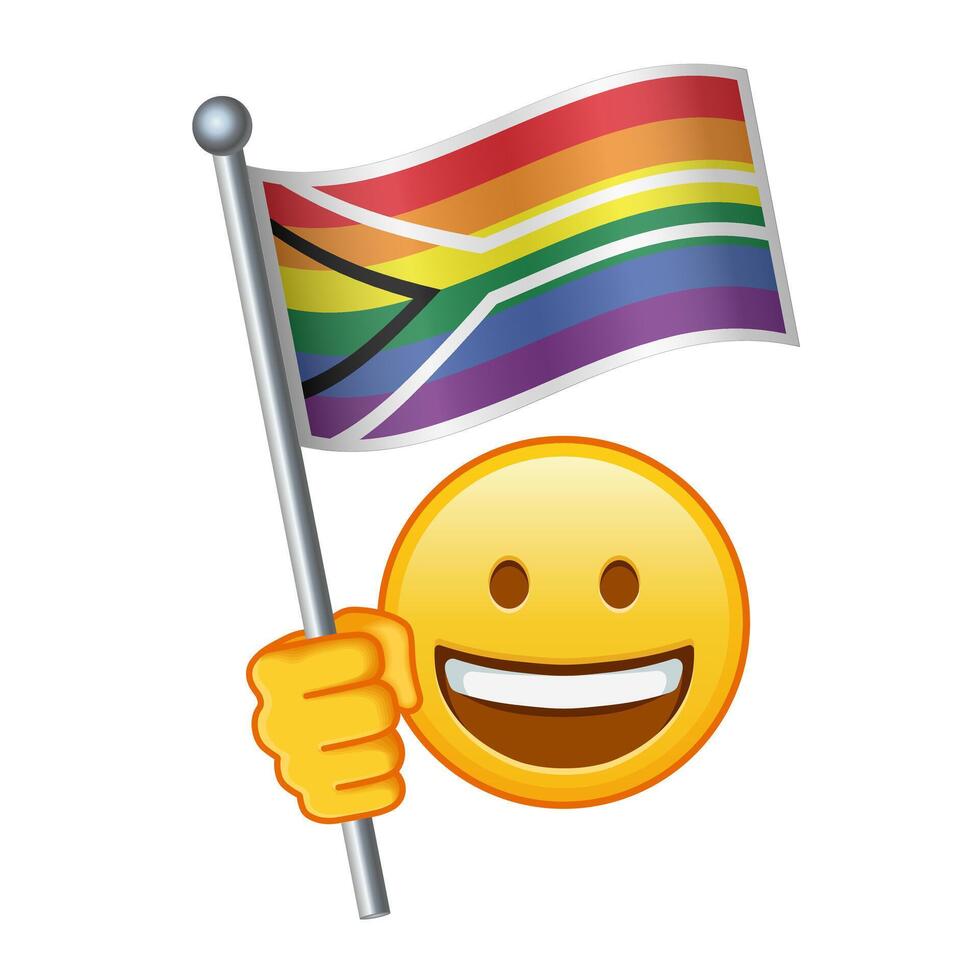 Emoji mit Fröhlich Stolz Flagge groß Größe von Gelb Emoji Lächeln vektor