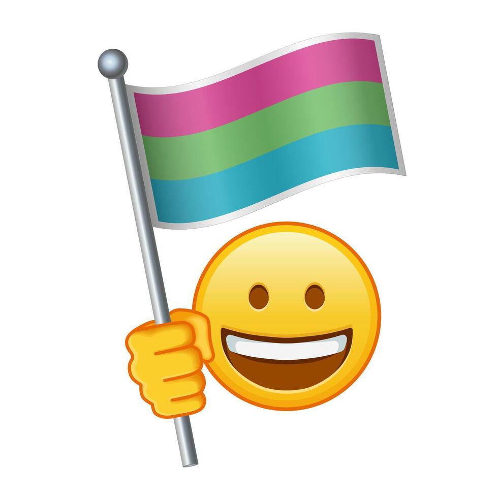 emoji med polysexuell stolthet flagga stor storlek av gul emoji leende vektor