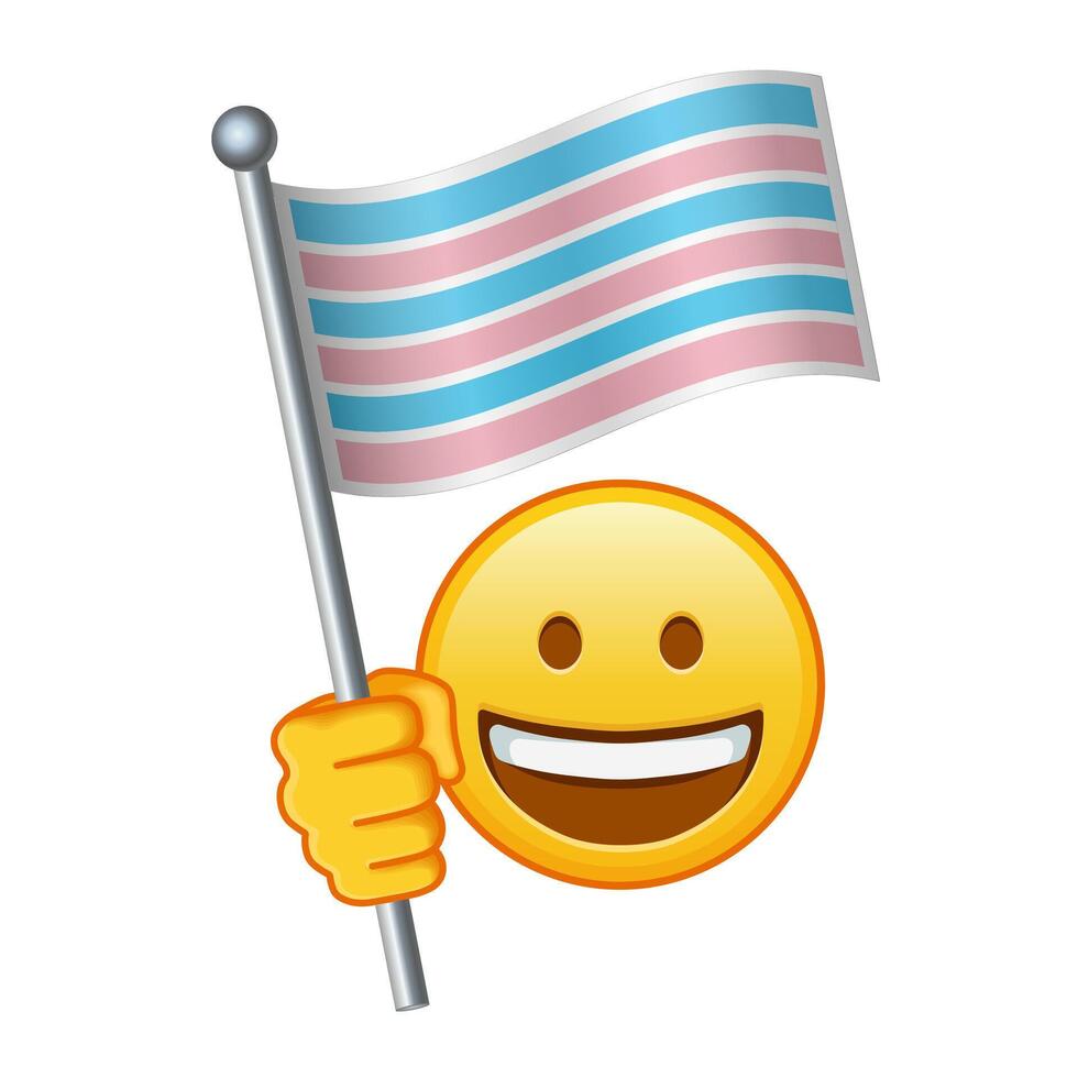 Emoji mit Transsexuelle Stolz Flagge groß Größe von Gelb Emoji Lächeln vektor