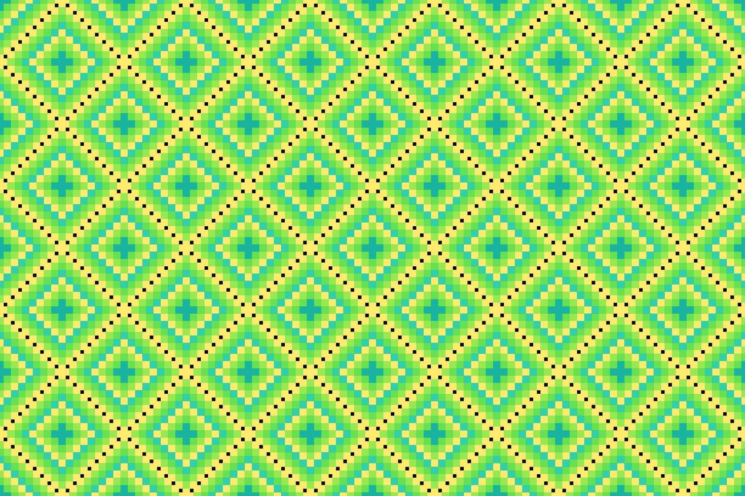 geometrisch ethnisch Blumen- Pixel Kunst Stickerei, aztekisch Stil, abstrakt Hintergrund Design zum Stoff, Kleidung, Textil, Verpackung, Dekoration, Schal, drucken, Hintergrund, Tabelle Läufer. vektor