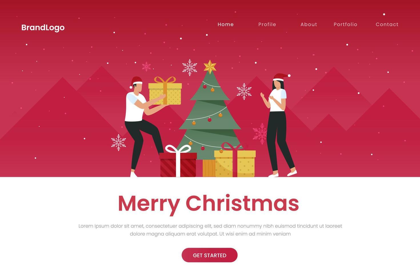 Frohe Weihnachtsferien Landing Page Design-Konzept vektor