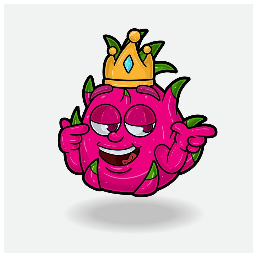 selbstgefällig Ausdruck mit Drachen Obst Krone Maskottchen Charakter Karikatur. vektor