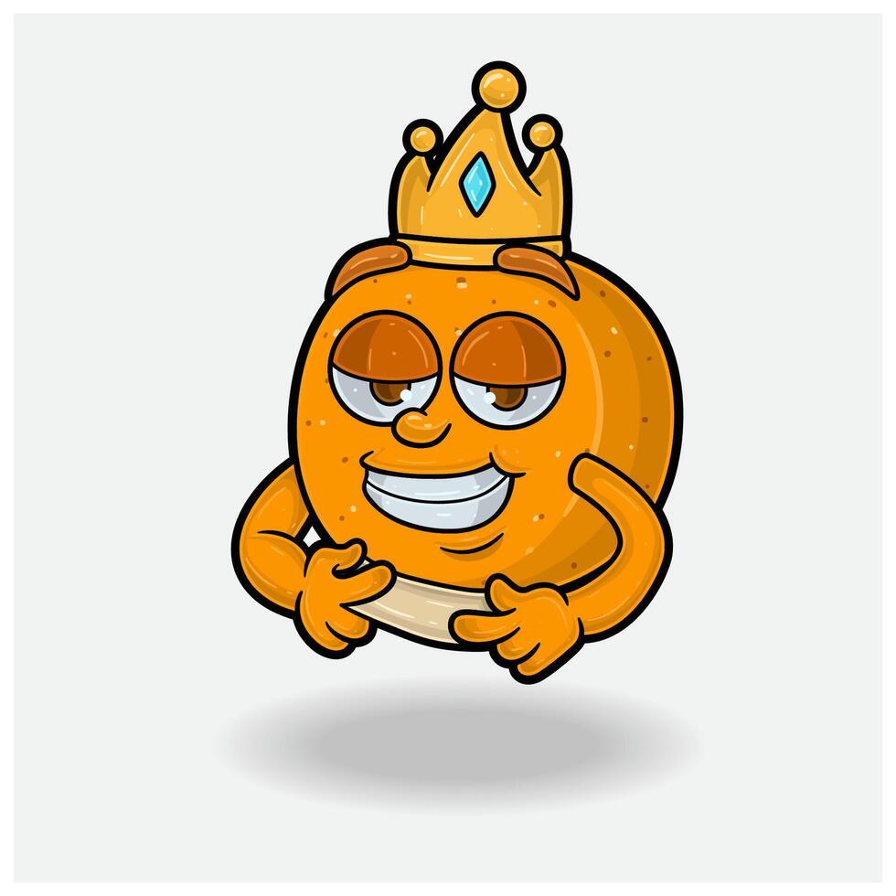 Liebe geschlagen Ausdruck mit Orange Obst Krone Maskottchen Charakter Karikatur. vektor