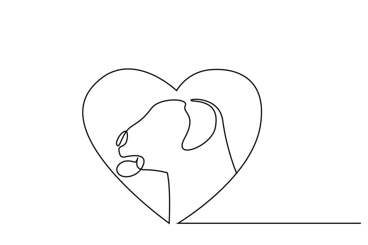 Hund Tier Liebe Herz Symbol Kopf einer Linie Kunst Design vektor