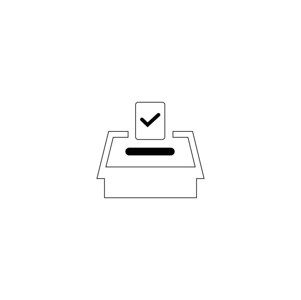 kontinuerlig ett linje teckning av en rösta valsedel låda. illustration. val begrepp . fingeravtryck ikon med kolla upp märke. vektor