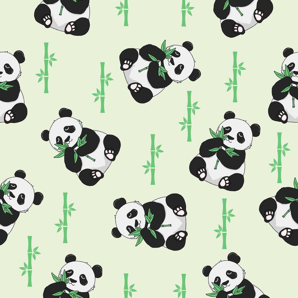 Panda und Bambus nahtlos Muster Hintergrund vektor