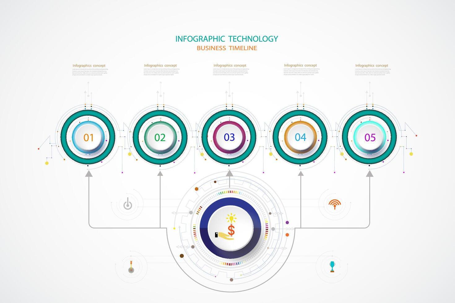infographics design mall med 3d papper märka och teknologi teknik. vektor