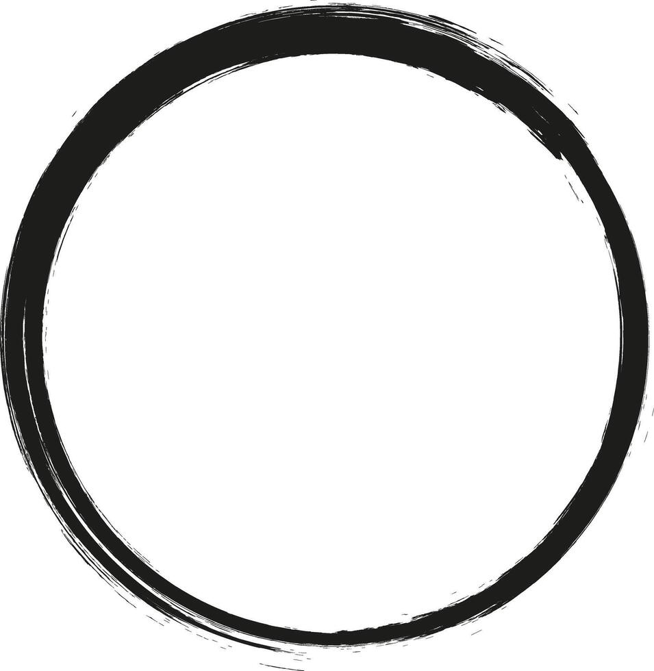 Grunge Kreis rahmen. Grunge Kreis gezeichnet mit Bürste Schläge. ein Kreis gezeichnet im Tinte. vektor
