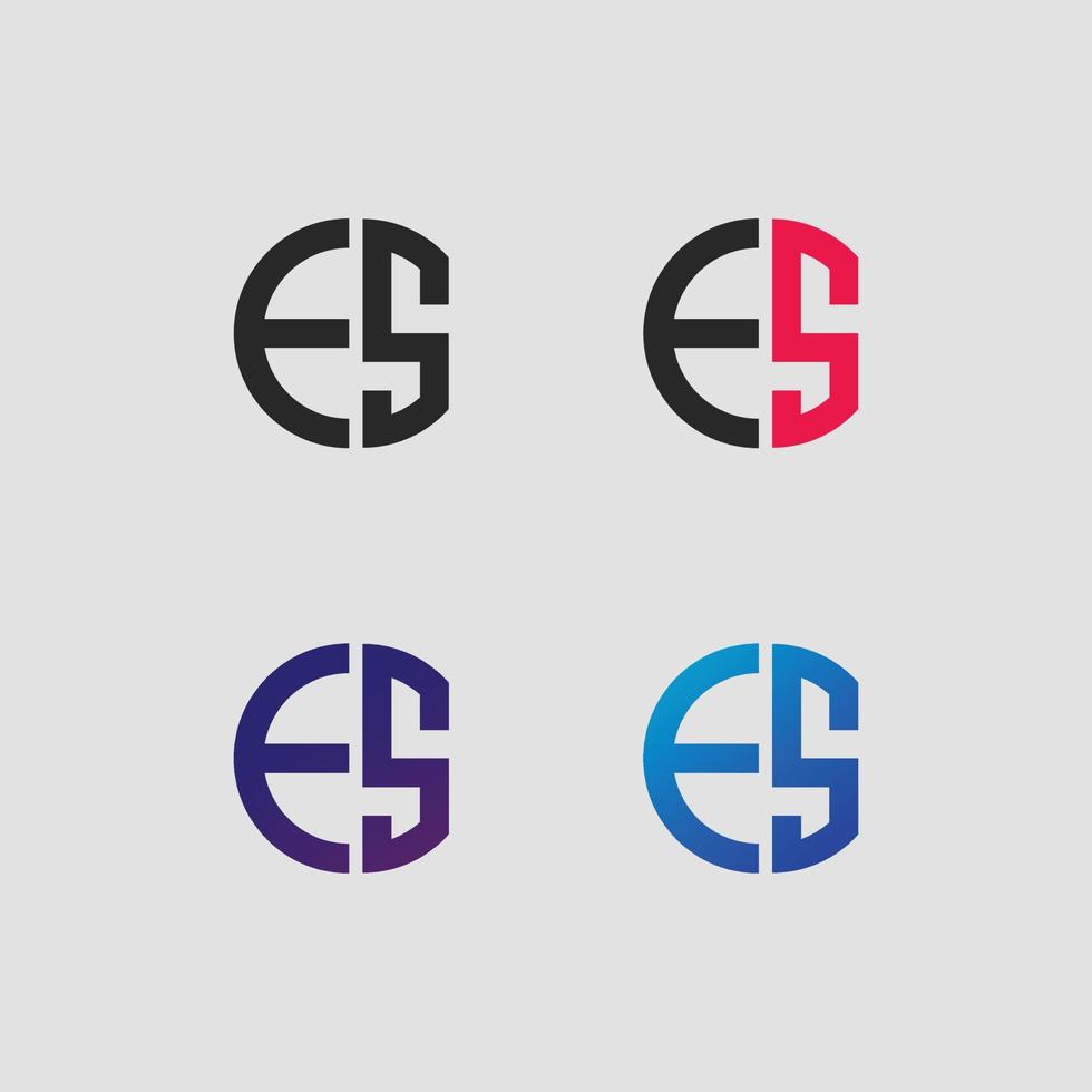 es brev logotyp vektor mall kreativ modern form färgglad monogram cirkel logotyp företagets logotyp rutnät logotyp