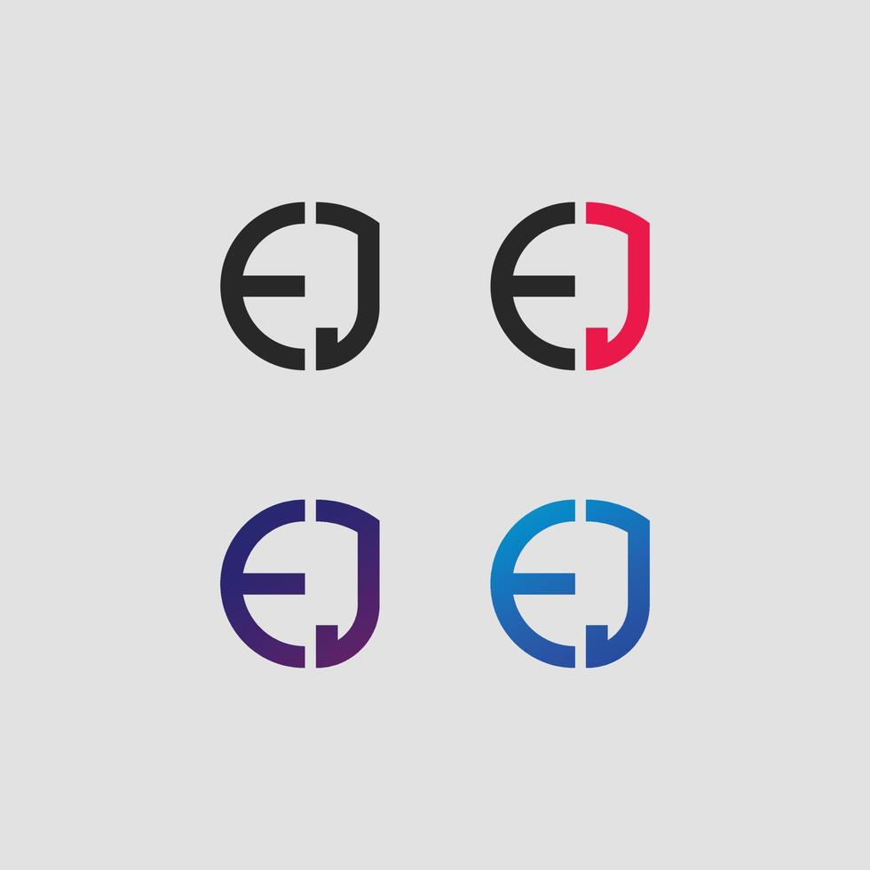 ej brev logotyp vektor mall kreativ modern form färgglad monogram cirkel logotyp företagets logotyp rutnät logotyp