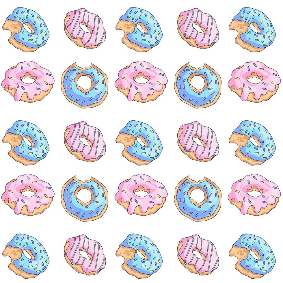 nahtlos Muster mit Donuts. editierbar Hand gezeichnet Muster. perfekt Bilder zum Stoff, Textil, Kleidung, Verpackung Papier, Hintergrund vektor