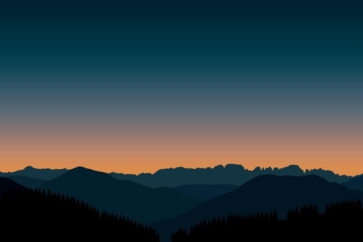 panorama- se av berg. illustrerade i en platt stil. vektor