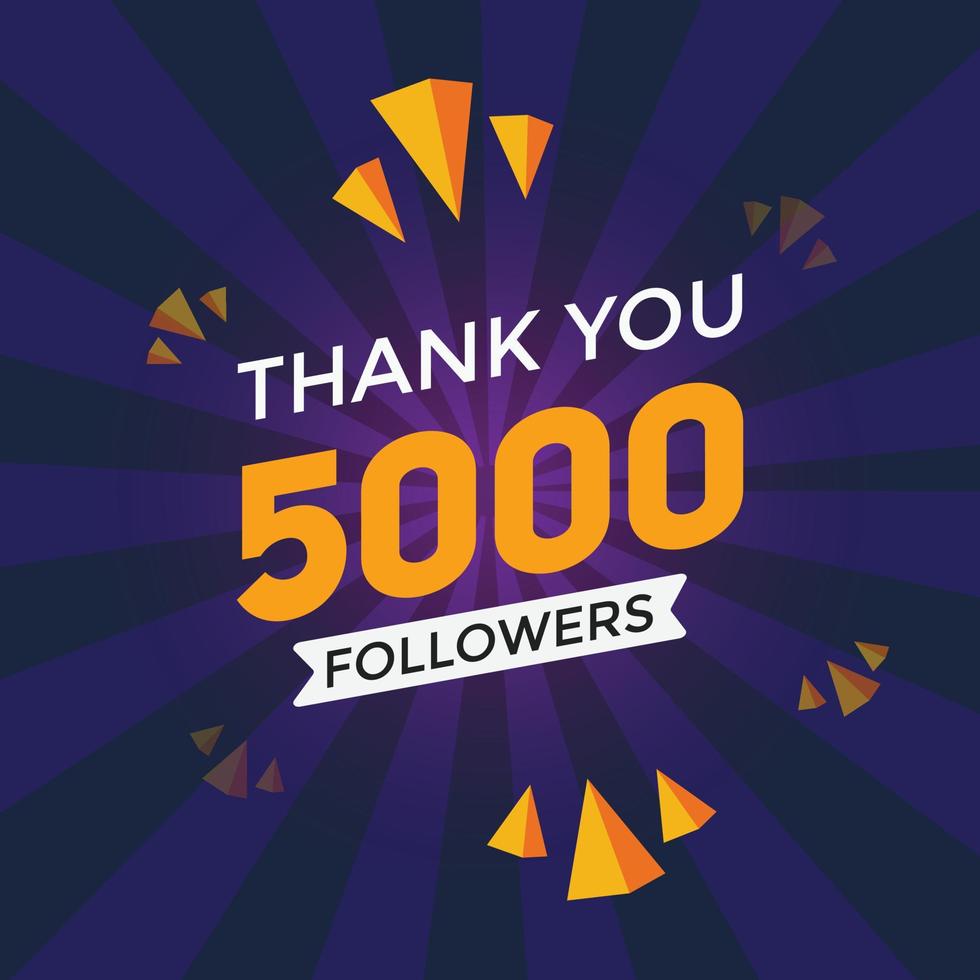 5000 Follower danke bunte Feier Vorlage Social Media Follower Erfolg Glückwunsch 5k Follower vektor