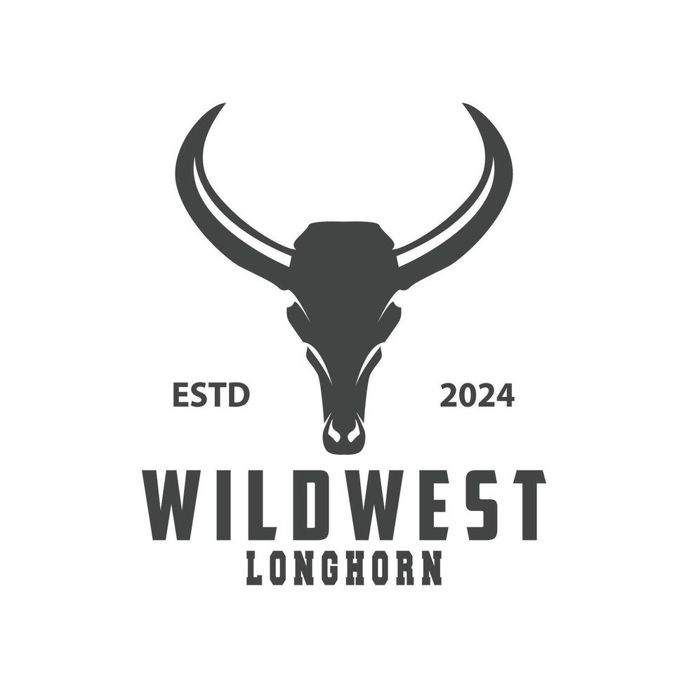 Longhorn Tier Logo Design, Bauernhof retro Jahrgang Horn minimalistisch einfach Vorlage Illustration vektor